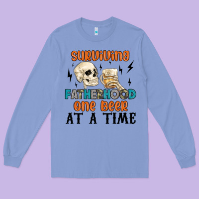 Surviving Fatherhood One Beer At A Time Long Sleeve Tee Designed By Maliassmallbusiness
