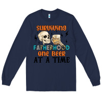 Navy surviving fatherhood one beer at a time Long Sleeve Tee - MaliasSmallBusiness