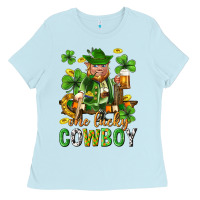 Baby Blue One lucky cowboy with st. patricks elf Ladies Tee - Neo Western