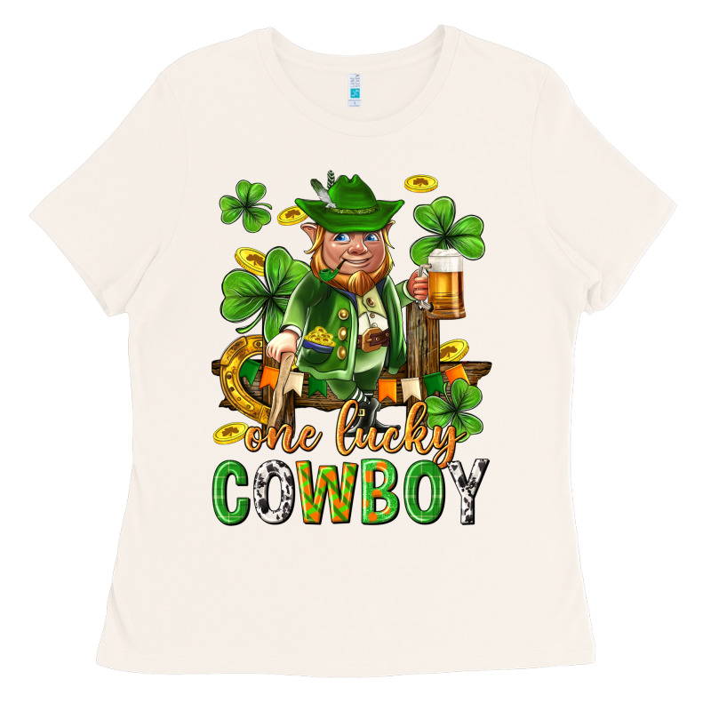 One Lucky Cowboy With St. Patricks Elf Ladies Tee by Neo Western | Teevron