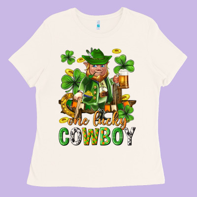 One Lucky Cowboy With St. Patricks Elf Ladies Tee Designed By Neo Western