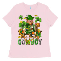 Bubblegum Pink One lucky cowboy with st. patricks elf Ladies Tee - Neo Western