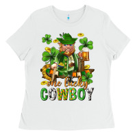 White One lucky cowboy with st. patricks elf Ladies Tee - Neo Western