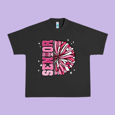Senior 2024 Pink Cheer Urban Heavy Tee Designed By Maliassmallbusiness