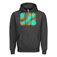 Charcoal Heather leopard turquoise background Zipper Hoodie - Jasminsmagicworld
