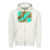 Oatmeal Heather leopard turquoise background Zipper Hoodie - Jasminsmagicworld