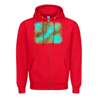 Red leopard turquoise background Zipper Hoodie - Jasminsmagicworld