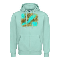 Seafoam leopard turquoise background Zipper Hoodie - Jasminsmagicworld