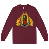 Burgundy sunflower our lady of guadalupe Long Sleeve Tee - JahusDesignShop