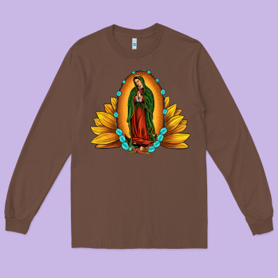Sunflower Our Lady Of Guadalupe Long Sleeve Tee Designed By Jahusdesignshop