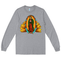 Heather Grey sunflower our lady of guadalupe Long Sleeve Tee - JahusDesignShop