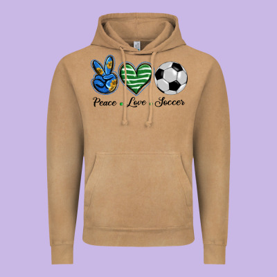 Peace Love Soccer Vintage Hoodie Designed By Barkaloodesign