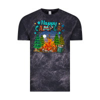 Cloud Black happy camper Vintage Tee - MaliasSmallBusiness
