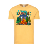 Vintage Mustard happy camper Vintage Tee - MaliasSmallBusiness