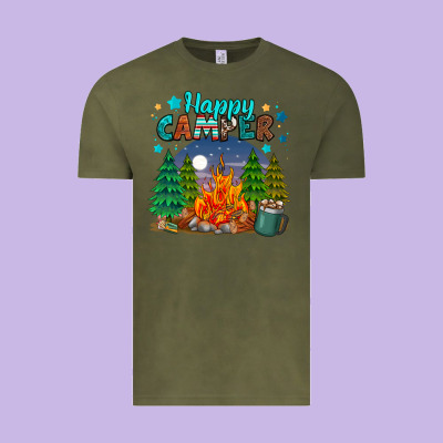Happy Camper Vintage Tee Designed By Maliassmallbusiness