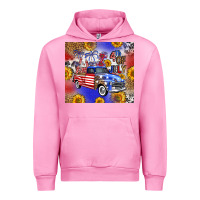 Fuchsia Pink Fourth Of July Sunflowers Truck Urban Hoodie - FaDigitalArtStudio