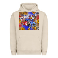 Pigment French Oak Fourth Of July Sunflowers Truck Urban Hoodie - FaDigitalArtStudio