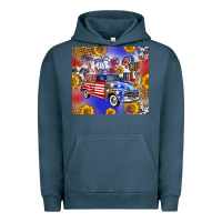 Pigment Midnight Navy Fourth Of July Sunflowers Truck Urban Hoodie - FaDigitalArtStudio