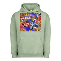 Pigment Oil Green Fourth Of July Sunflowers Truck Urban Hoodie - FaDigitalArtStudio
