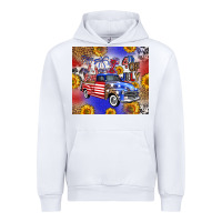 White Fourth Of July Sunflowers Truck Urban Hoodie - FaDigitalArtStudio