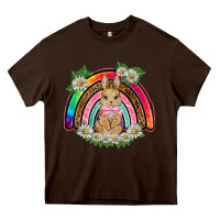 Chocolate Brown easter rabbit rainbow Heavy Core Tee - BarkalooDesign