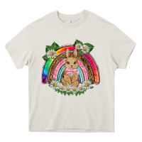 Cream easter rabbit rainbow Heavy Core Tee - BarkalooDesign