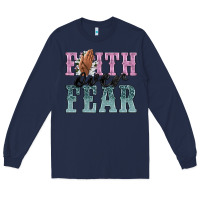 Navy faith over fear Long Sleeve Tee - NancyCooperArtShop