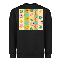 Black retro daisy Heavyweight Sweatshirt - MaliasSmallBusiness