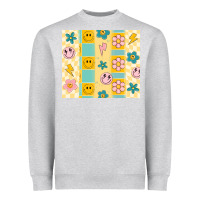 Heather Grey retro daisy Heavyweight Sweatshirt - MaliasSmallBusiness