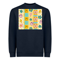 Navy retro daisy Heavyweight Sweatshirt - MaliasSmallBusiness