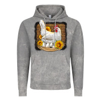 Cloud Rock perched chicken with sunflowers leopard background Vintage Hoodie - LillyAllenDesigns