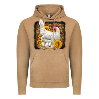 Vintage Camel perched chicken with sunflowers leopard background Vintage Hoodie - LillyAllenDesigns