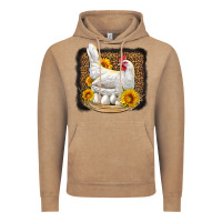 Vintage Coffee perched chicken with sunflowers leopard background Vintage Hoodie - LillyAllenDesigns