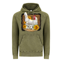 Vintage Olive perched chicken with sunflowers leopard background Vintage Hoodie - LillyAllenDesigns