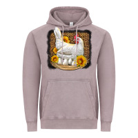 Vintage Zinc perched chicken with sunflowers leopard background Vintage Hoodie - LillyAllenDesigns
