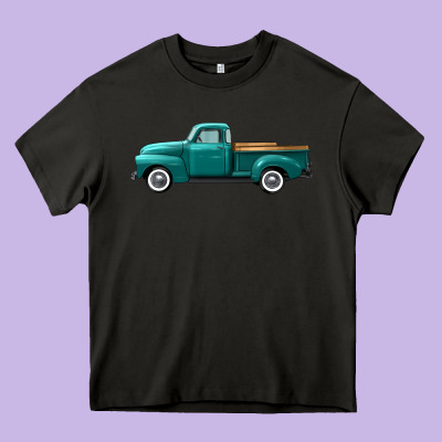 Western Truck Left Side View Heavy Core Tee Designed By Fadigitalartstudio