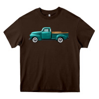 Chocolate Brown western truck left side view Heavy Core Tee - FaDigitalArtStudio