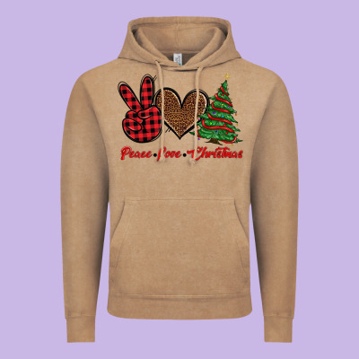 Peace Love Christmas Vintage Hoodie Designed By Barkaloodesign