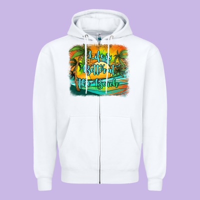 Life Is Better At The Beach Zipper Hoodie Designed By Jasminsmagicworld