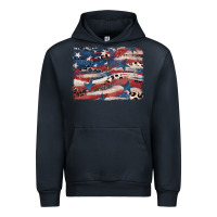 Navy Leopard glitter American flag Urban Hoodie - FaDigitalArtStudio