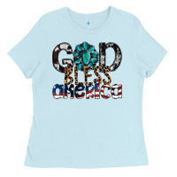 Baby Blue god bless america Ladies Tee - SublimationCraftShop