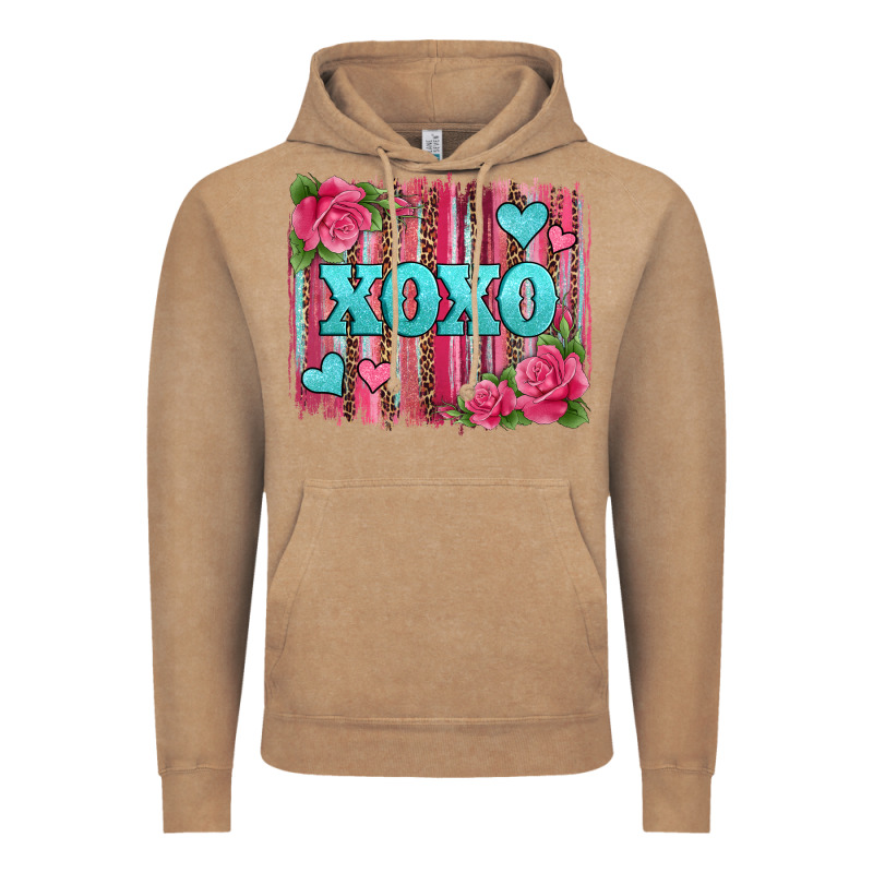 Xoxo Valentines Day Leopard Glitter Brushstroke Vintage Hoodie by Jasminsmagicworld | Teevron