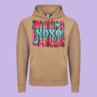 Xoxo Valentines Day Leopard Glitter Brushstroke Vintage Hoodie Designed By Jasminsmagicworld