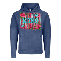 Vintage Denim xoxo valentines day leopard glitter brushstroke Vintage Hoodie - Jasminsmagicworld