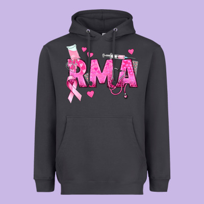 Breast Cancer Rma Registered Medical Assistant Heavyweight Hoodie Designed By Texasbilliewilder