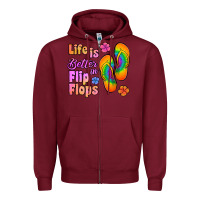 Burgundy life is better in flip flops Zipper Hoodie - Jasminsmagicworld
