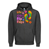 Charcoal Heather life is better in flip flops Zipper Hoodie - Jasminsmagicworld