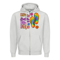 Dove Grey life is better in flip flops Zipper Hoodie - Jasminsmagicworld