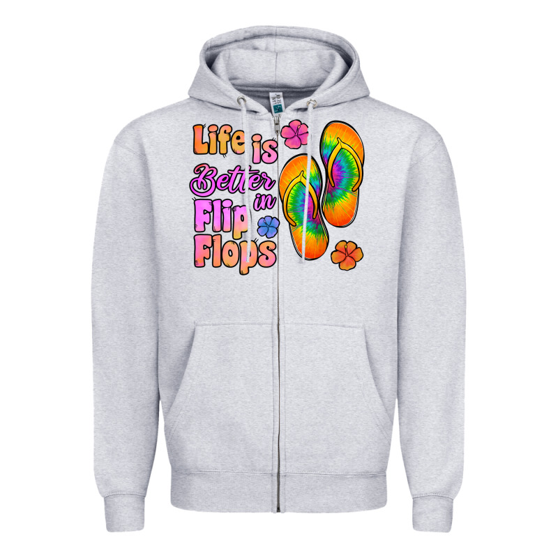 Life Is Better In Flip Flops Zipper Hoodie by Jasminsmagicworld | Teevron