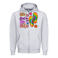 Heather Grey life is better in flip flops Zipper Hoodie - Jasminsmagicworld
